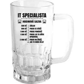 Sklenice Půllitr pro IT specialisty - Hodinová sazba - IT specialista - čirý