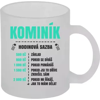 Hrnek 330 ml - skleněný matný Hodinová sazba - kominík