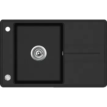 Granitový dřez Granitový dřez Aquasanita - Helika Bella 780.0E oboustranný s excentrem black metallic