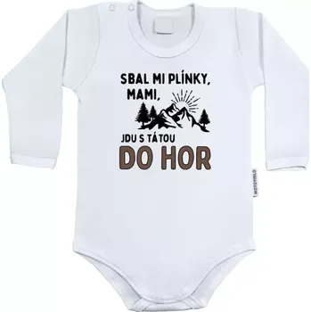 Kojenecký body Dětské body s dlouhým rukávem Mami sbal mi plínky - hory