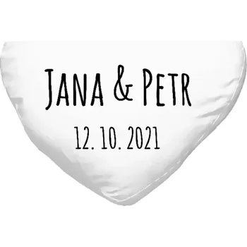 Polštář Polštář srdce 40x35 cm Jména a datum písmo 1