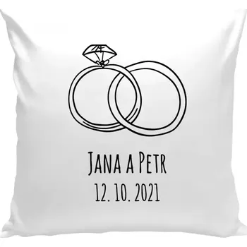 Polštář Polštář bílý 40x40 cm Prsteny se jmény