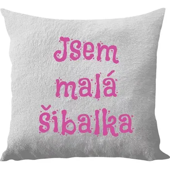 Polštář Polštář bílý 40x40 cm - dlouhý chlup Jsem malá šibalka