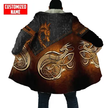 Pánská mikina Dlouhá zimní mikina Raven s potiskem Viking Velikost: 2XL, Barva (Varianta): Plášť s kapucí 1