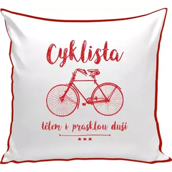 Polštář Polštář barevný 32x32 cm Cyklista tělem i prasklou duší