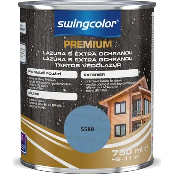 Lak na dřevo Swingcolor PREMIUM Lazura s dlouhodobou ochranou, akvamarín, polomatná, 750 ml 6189.T0750.5588