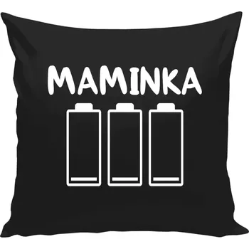 Polštář Polštář černý 40x40 cm Maminka - vybité baterie