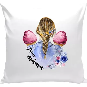 Polštář Polštář bílý 40x40 cm Jsem máma - dvě holčičky