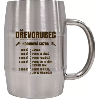 Sklenice Nerezový chladicí půllitr Hodinová sazba - dřevorubec