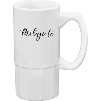 Sklenice Půllitr bílý vysoký Miluji tě - nápis