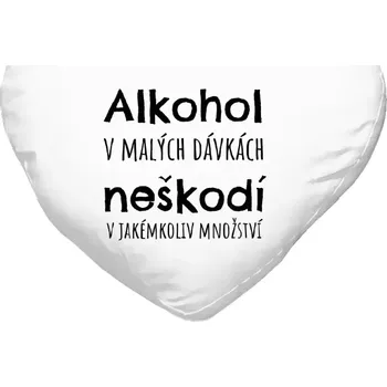 Polštář Polštář srdce 40x35 cm Alkohol v malých dávkách neškodí v jakémkoliv množství