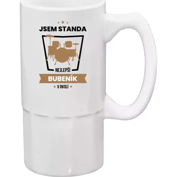 Sklenice Půllitr bílý vysoký Nejlepší v okolí - bubeník