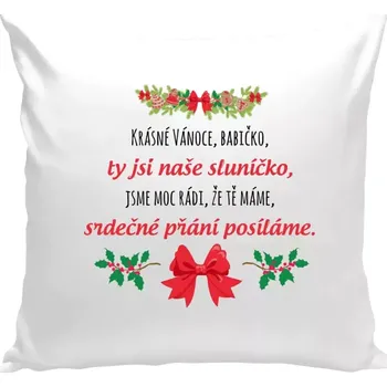 Polštář Polštář bílý 40x40 cm Srdečné přání babičce