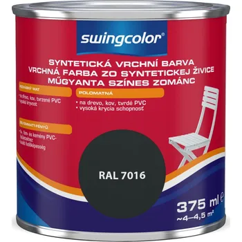 Lak na dřevo Swingcolor Barevný email, antracitově šedý, polomatný, 375 ml 6141 T0375 7016