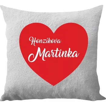 Polštář Polštář bílý 40x40 cm - dlouhý chlup Jeho se jménem