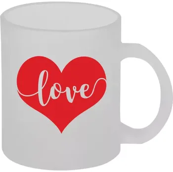 Hrnek 330 ml - skleněný matný Love in heart