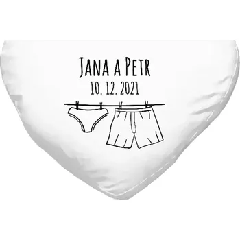 Polštář Polštář srdce 40x35 cm Spodní prádlo se jmény