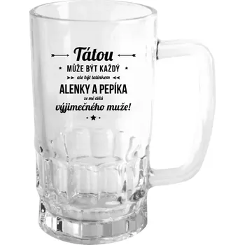 Sklenice Půllitr skleněný Tátou může být každý se jmény