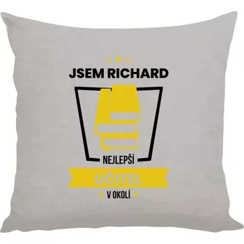 Polštář Polštář lněný 40x40 cm Nejlepší v okolí - učitel