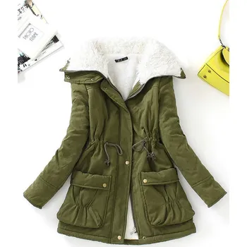 Dámská parka Stylová parka s měkkou podšívkou Barva: Tmavě Zelená, Velikost: XL