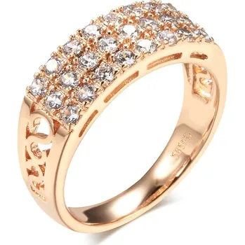 Prsten Masivní prsten se zirkony Barva (Varianta): Růžová, Velikost prstenu: 9 (59,6 mm)