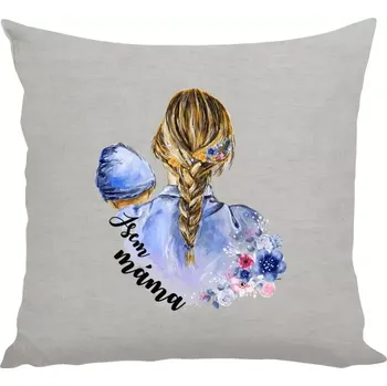 Polštář Polštář lněný 40x40 cm Jsem máma - chlapeček