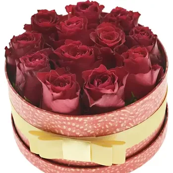 umělá květina Krabička růží RHODOS červená 18x8cm