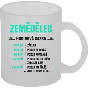 Hrnek 330 ml - skleněný matný Hodinová sazba - zemědělec