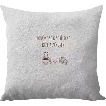 Polštář Polštář bílý 40x40 cm - dlouhý chlup Hodíme se k sobě jako kafe a zákusek