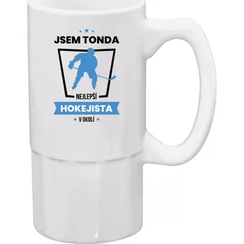 Sklenice Půllitr bílý vysoký Nejlepší v okolí - hokejista