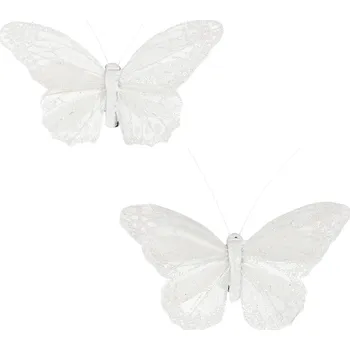 Vánoční dekorace Autronic Motýl s klipem, 6ks v krabičce, cena za 1 krabičku - MO5003