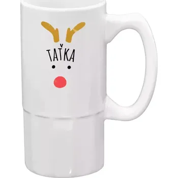 Sklenice Půllitr bílý vysoký Vánoční sob - taťka