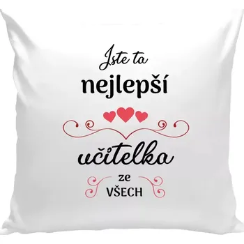 Polštář Polštář bílý 40x40 cm Jste ta nejlepší učitelka ze všech