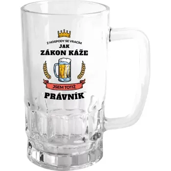Sklenice Půllitr pro právníky - Z hospody se vracím - Právník - čirý
