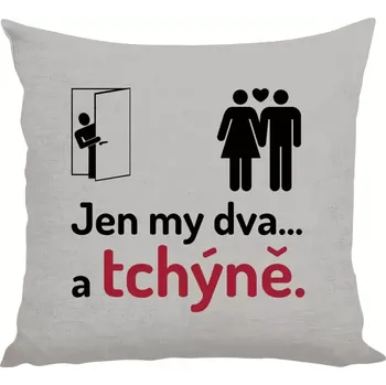 Polštář Polštář lněný 40x40 cm Jen my dva a tchýně