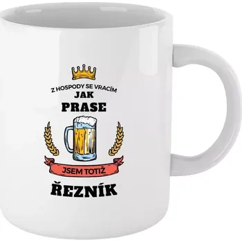Hrnek pro řezníky - Z hospody se vracím - Řezník - bílý 330 ml