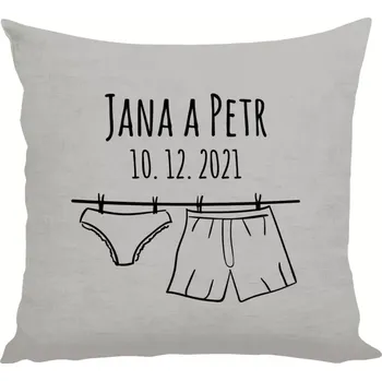 Polštář Polštář lněný 40x40 cm Spodní prádlo se jmény