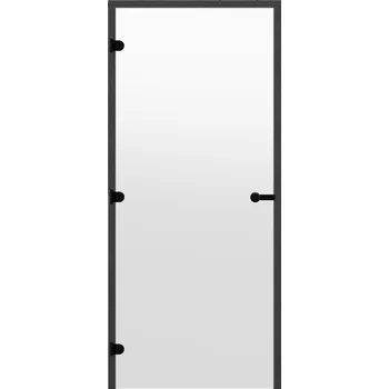 Dveře do sauny HARVIA 8x21, čiré 790x2090 mm, borovice, černý rám