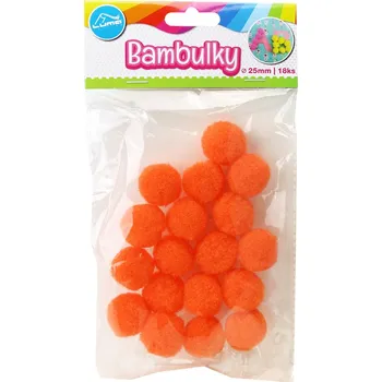 Výtvárné potřeby Bambulky Luma oranžové, 18ks, 25mm