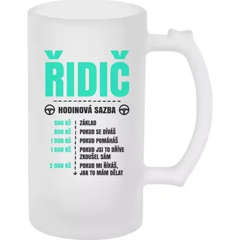 Sklenice Půllitr skleněný matný Hodinová sazba - řidič