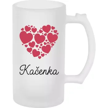 Sklenice Půllitr pro páry - Srdíčka se jménem - matný