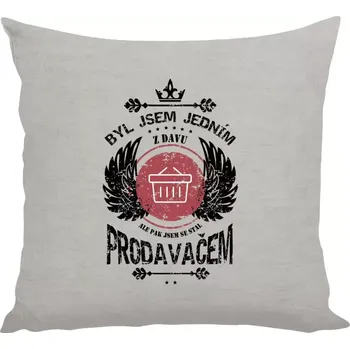 Polštář Polštář lněný 40x40 cm Byl jsem jedním z davu, ale pak jsem se stal prodavačem