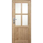 Palubkové dveře Jana, 80 P, rozměr vč. zárubně: 880 × 1980 mm, masivní dřevo, pravé, smrk, prosklené