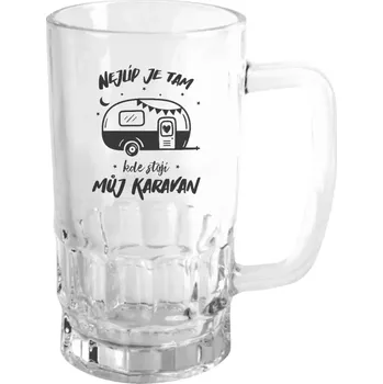 Sklenice Půllitr pro karavanisty - Nejlíp je tam, kde stojí můj karavan - čirý