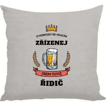 Polštář Polštář lněný 40x40 cm Z hospody se vracím - Řidič