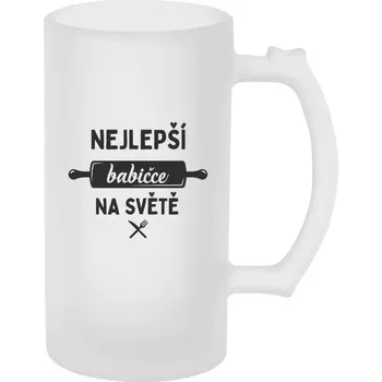 Sklenice Půllitr skleněný matný Nejlepší babičce na světě - váleček