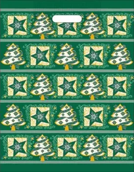 Dárková taška KOH-I-NOOR Taška vánoční Zelená fantazie s průhmatem 35 x 46 cm 