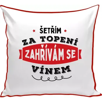 Polštář Polštář barevný 32x32 cm Zahřívám se vínem