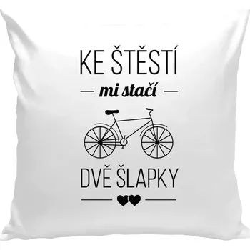 Polštář Polštář bílý 40x40 cm Ke štěstí mi stačí dvě šlapky