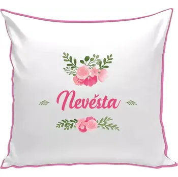 Polštář Polštář barevný 32x32 cm Nevěsta - růžové květiny